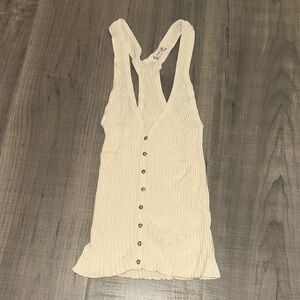 Free People Cream Sleeveless Ribbed Cami